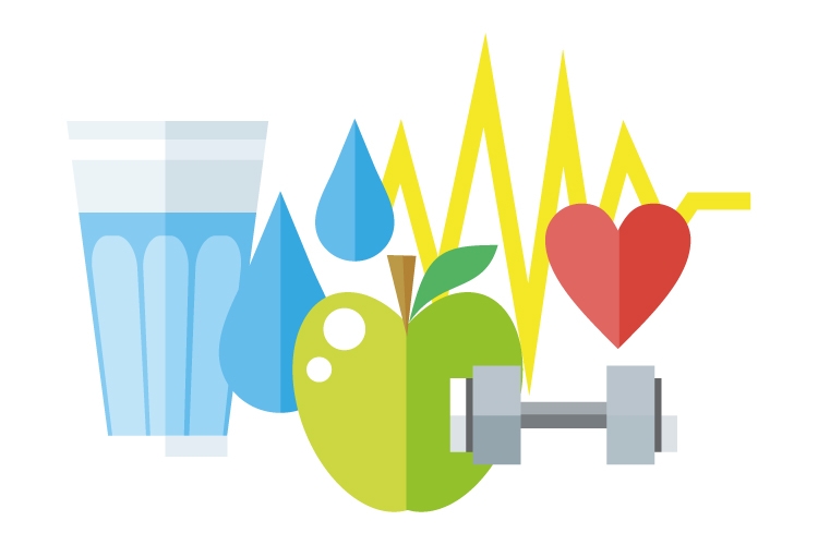 Cost of living - Health and Wellbeing - a graphic containing illustrations relating to health