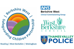 The Berkshire West Safeguarding Children Partnership, NHS Berkshire West Clinical Commissioning Group, West Berkshire Council and Thames Valley Police logos.