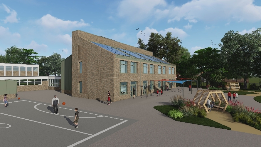 CGI of new classroom building at Falkland Primary School